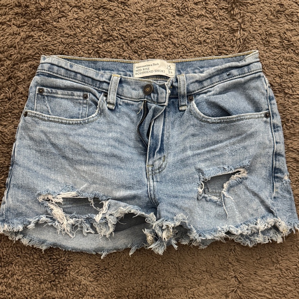 Abercrombie & Fitch Light Blue Distressed Jean Shorts